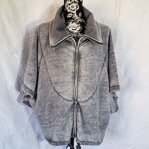 Members only oversized full zip short sleeves top